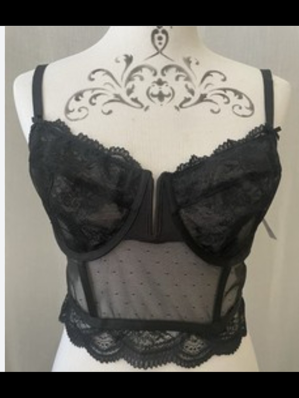 Auden Lace Sheer Long Line Bra Bralette Size XL